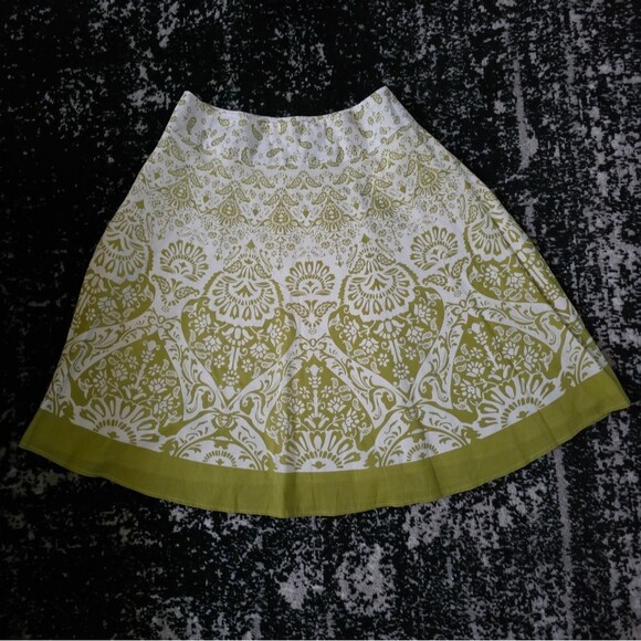 Green White Tribal Print A Line Midi Skirt Cotton Sz 18 Plus Size - Picture 1 of 7